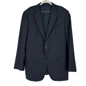 Ermenegildo Zegna Men’s Sport Coat 42L Wool Navy Striped Two Buttons Blazer